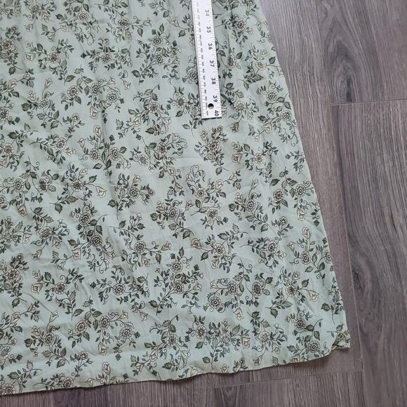 90s Y2K Babydoll Maxi Dress Womens 14 Green Forest Fairy Coquette Floral Whimsy - Picture 4 of 13
